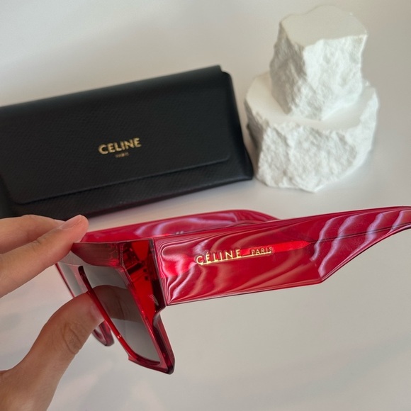 Like new Celine red 61mm exaggerated sunglasses with case - Picture 2 of 5